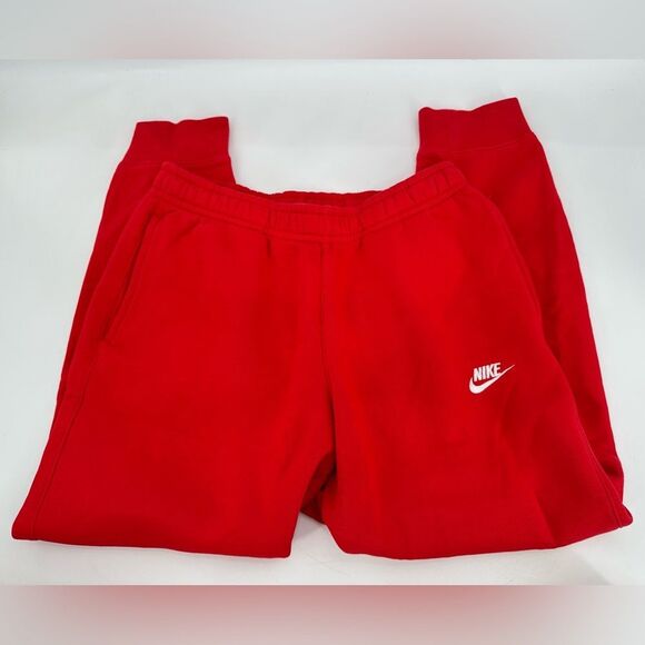Nike Sportswear Club Fleece Mens Track Pants Red Size Medium - Picture 4 of 10